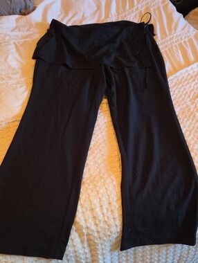 Black Wide Leg Fold-Over Dress Pants Size 17